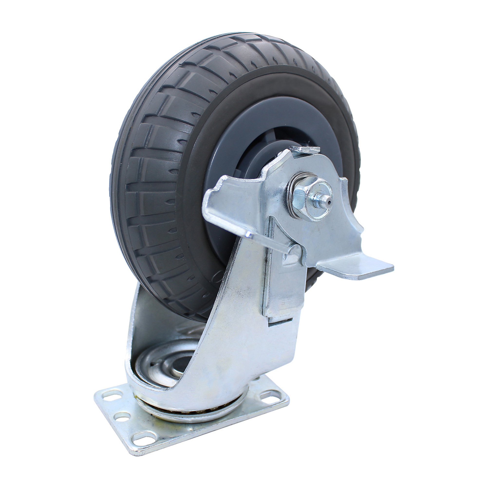 Snap-Loc Extreme-Duty Synthetic Rubber Swivel-Brake Caster - 6in. Wheel, 400-Lb. Capacity, Model# SLAC6EDSB